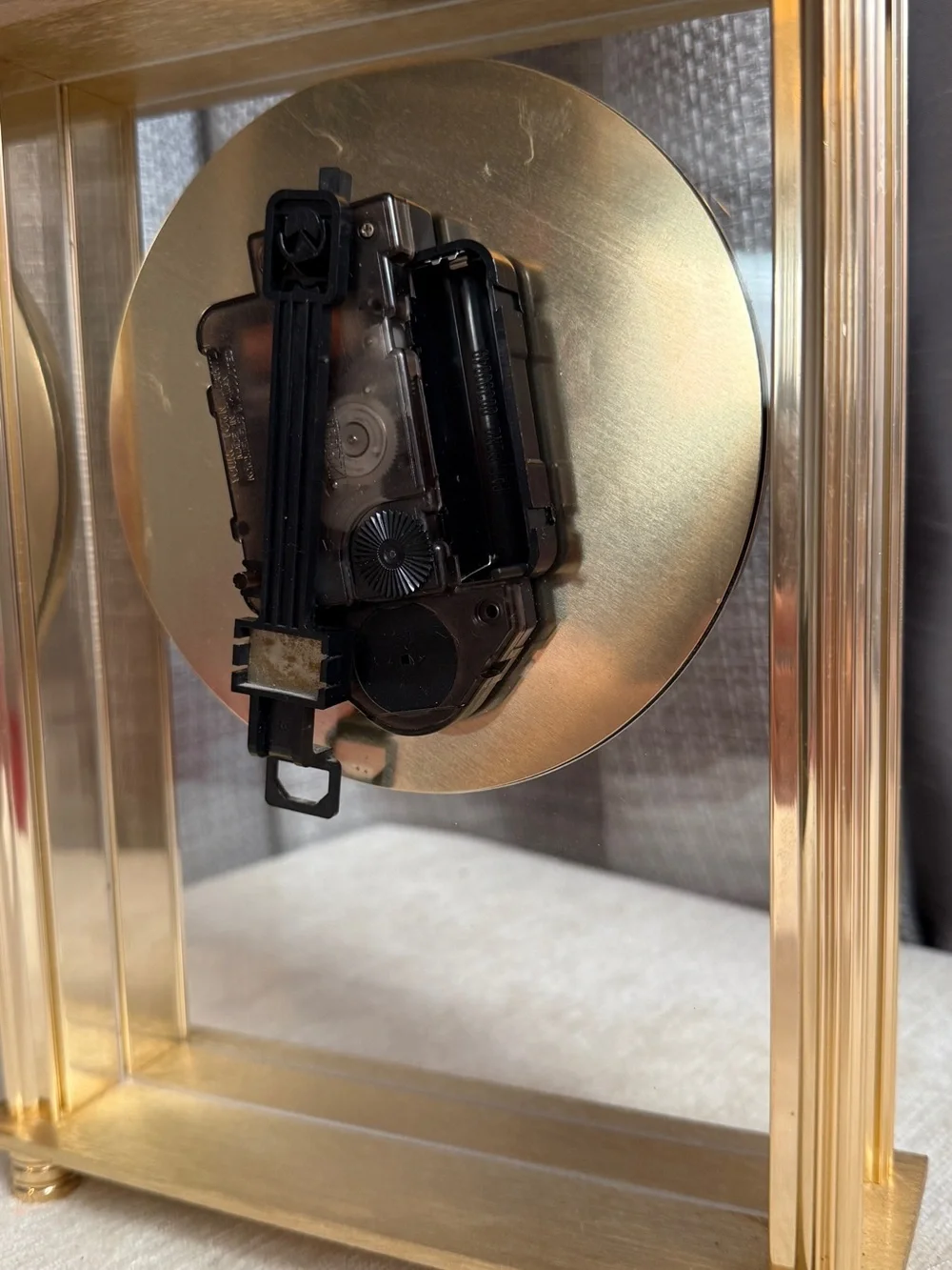 Bulova Gold Tone Glass Mantel Clock with Roman Dial